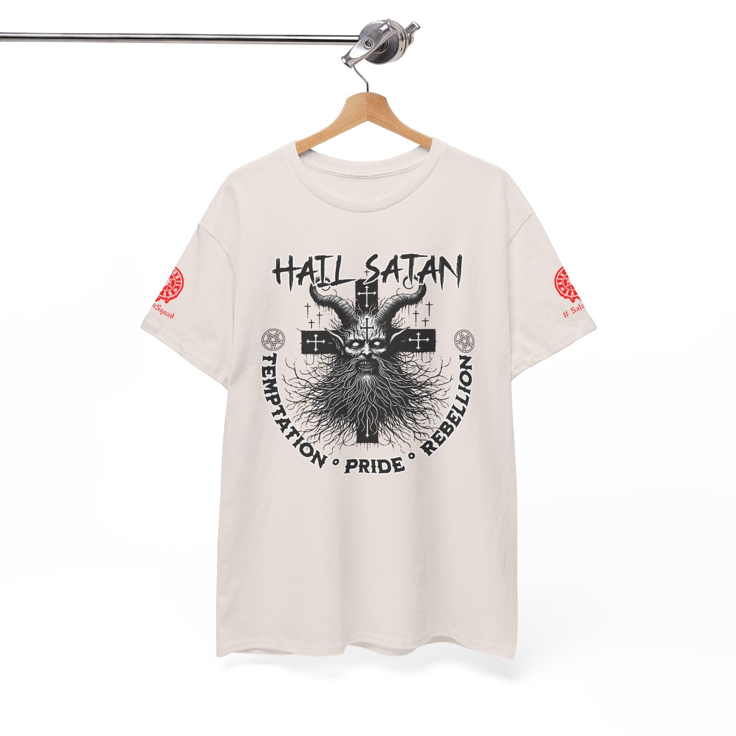 Hail Satan Graphic Tee – Rebellion, Temptation & Pride Cotton T-Shirt