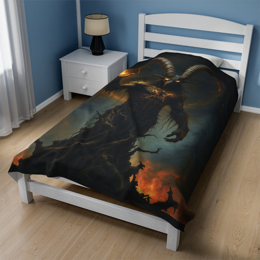 Baphomet Rising Mystical Gothic Comfort Fleece Blanket