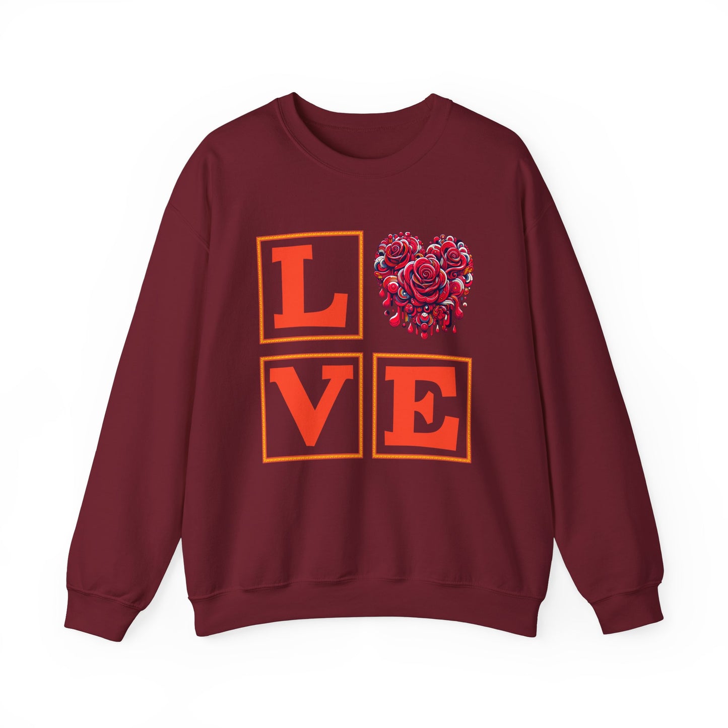 "LOVE" Sweatshirt with Floral Heart