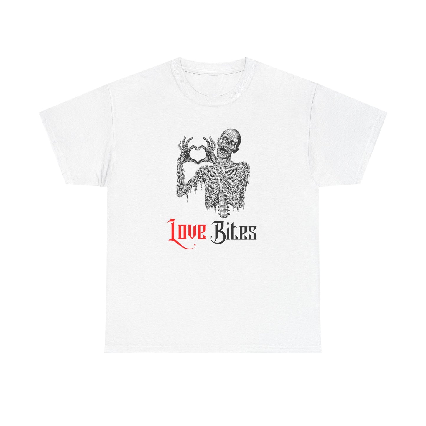 Love Bites Zombie with Heart Symbol Graphic Tee