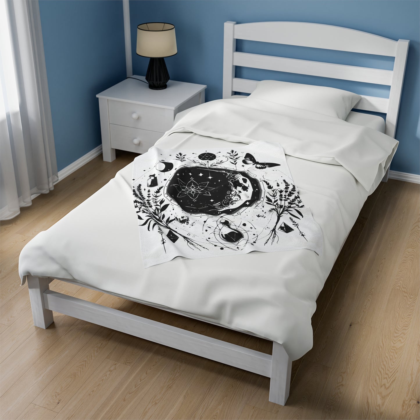 Mystic Moon Celestial Witch Bedding for Modern Witches Velveteen Plush Blanket