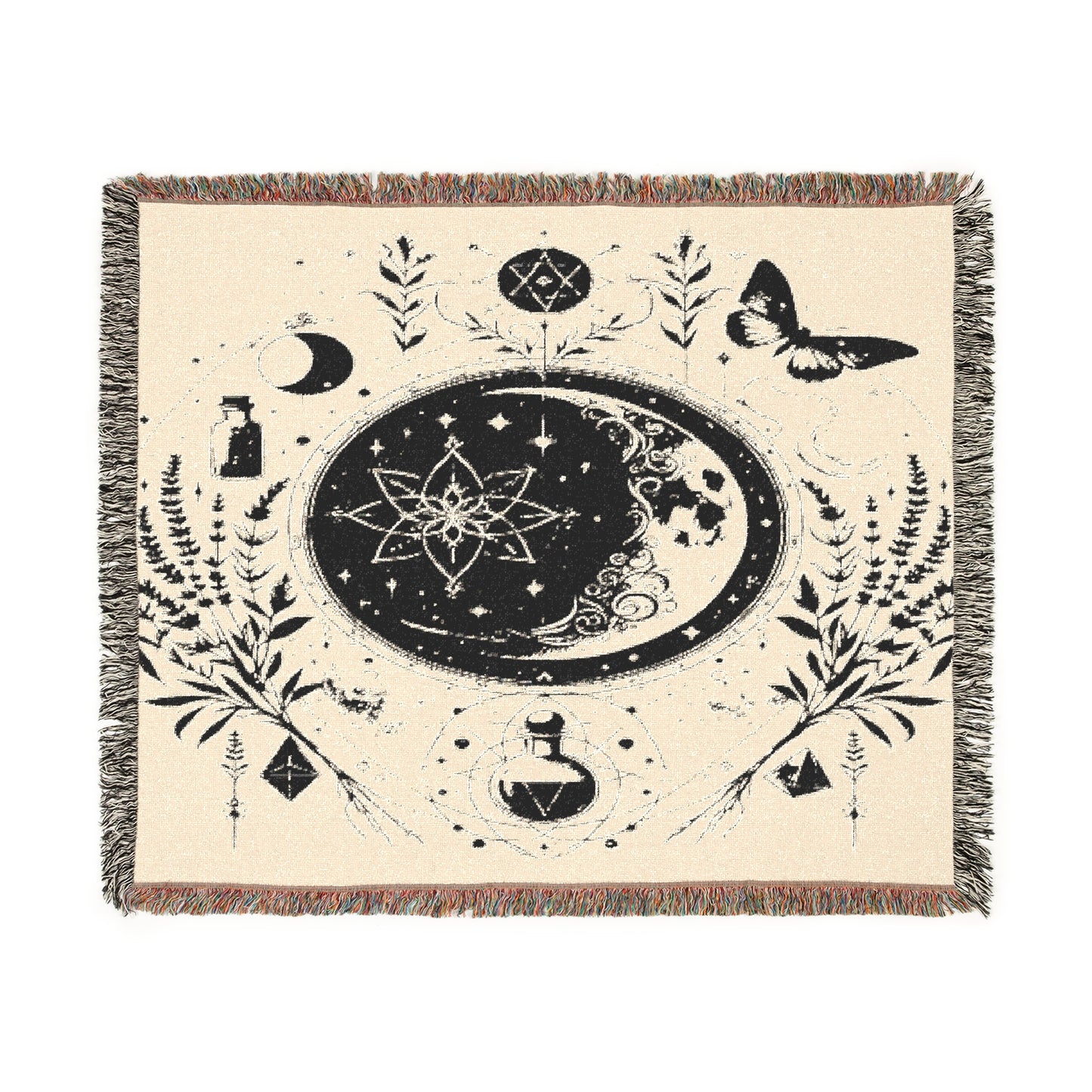 Mystic Moon Celestial Witch Bedding for Modern Witches Woven Blanket