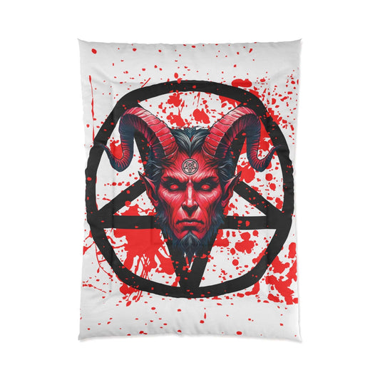 Satanic Pentagram Blood Splatter Comforter Blanket – Embrace the Darkness