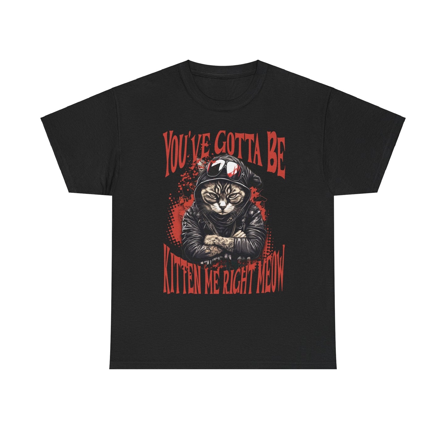 Tattooed Cat Graphic Tee, Cotton T-Shirt, Sunglasses & Leather Jacket (S-5XL) | Murky Creek Creations