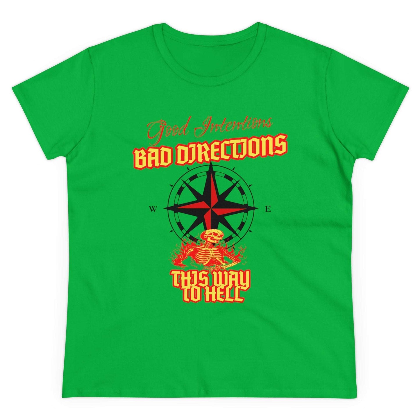 "Good Intentions, Bad Directions" Compass Design Women's Cotton Graphic Tee