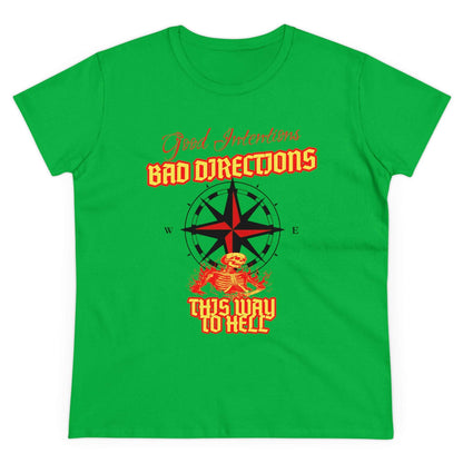 "Good Intentions, Bad Directions" Compass Design Women's Cotton Graphic Tee