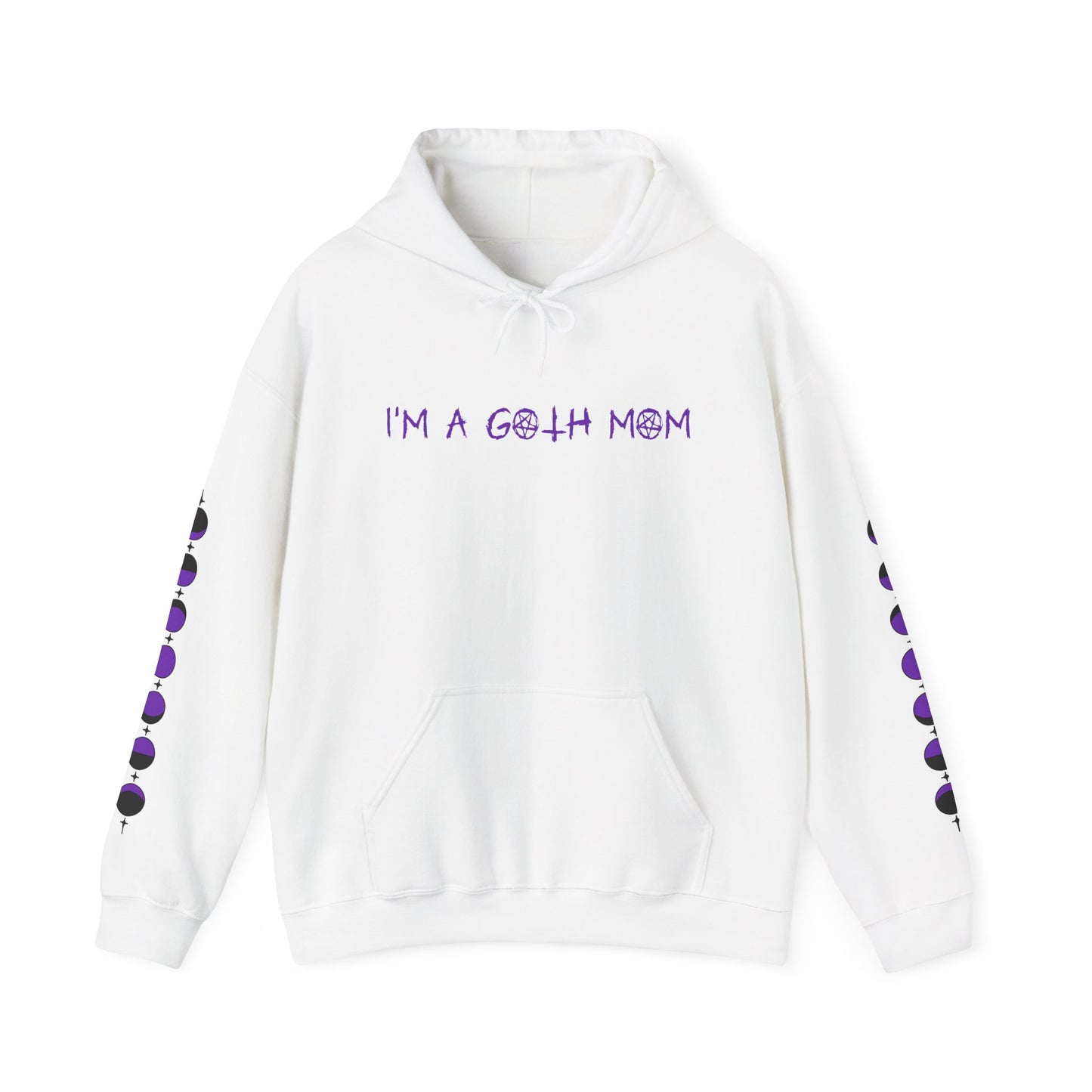 "Goth Moms Molding Little Shadows with Love" Gothic Motherhood Moon Phase Hoodie