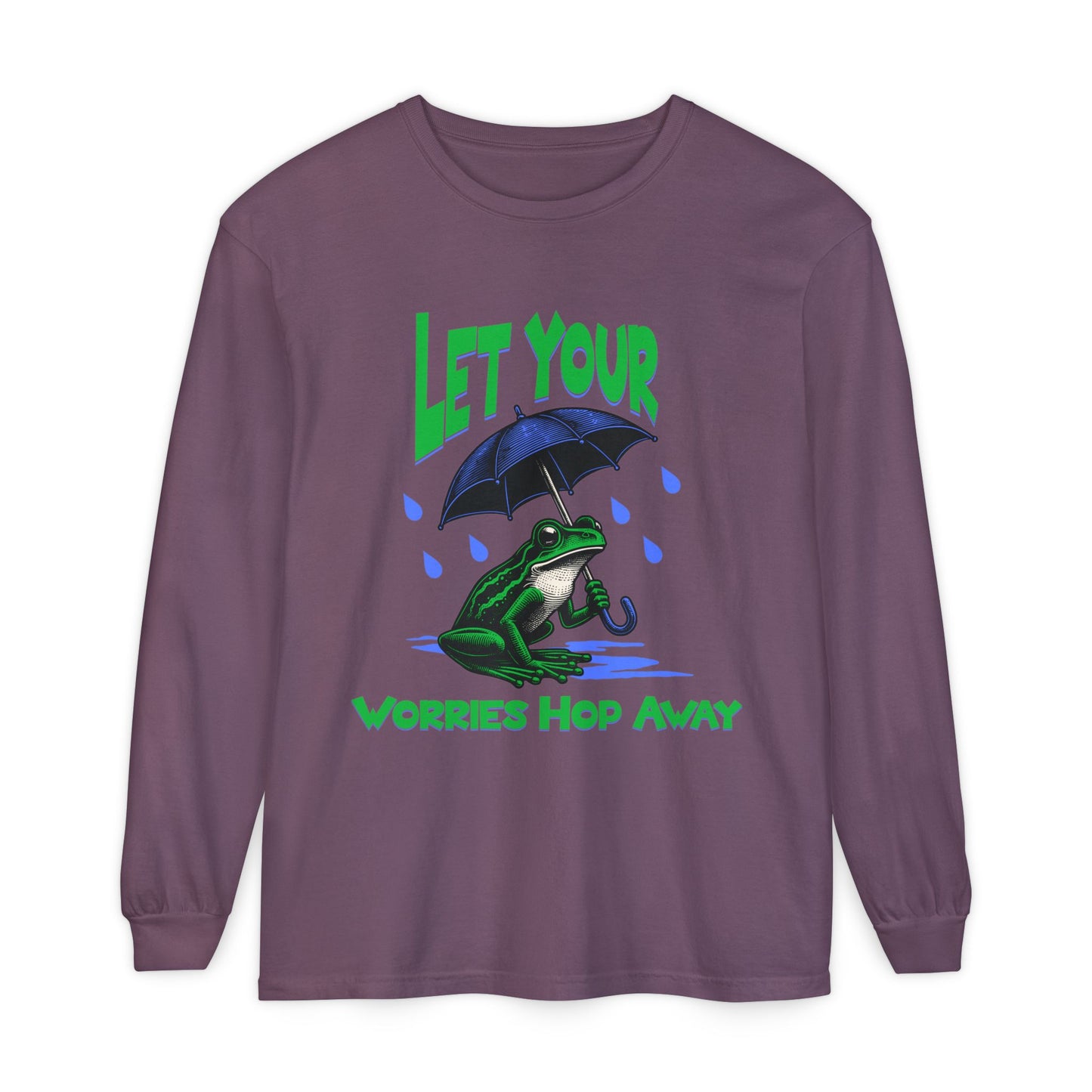 Let Your Worries Hop Away Frog Long Sleeve Tee Shirt