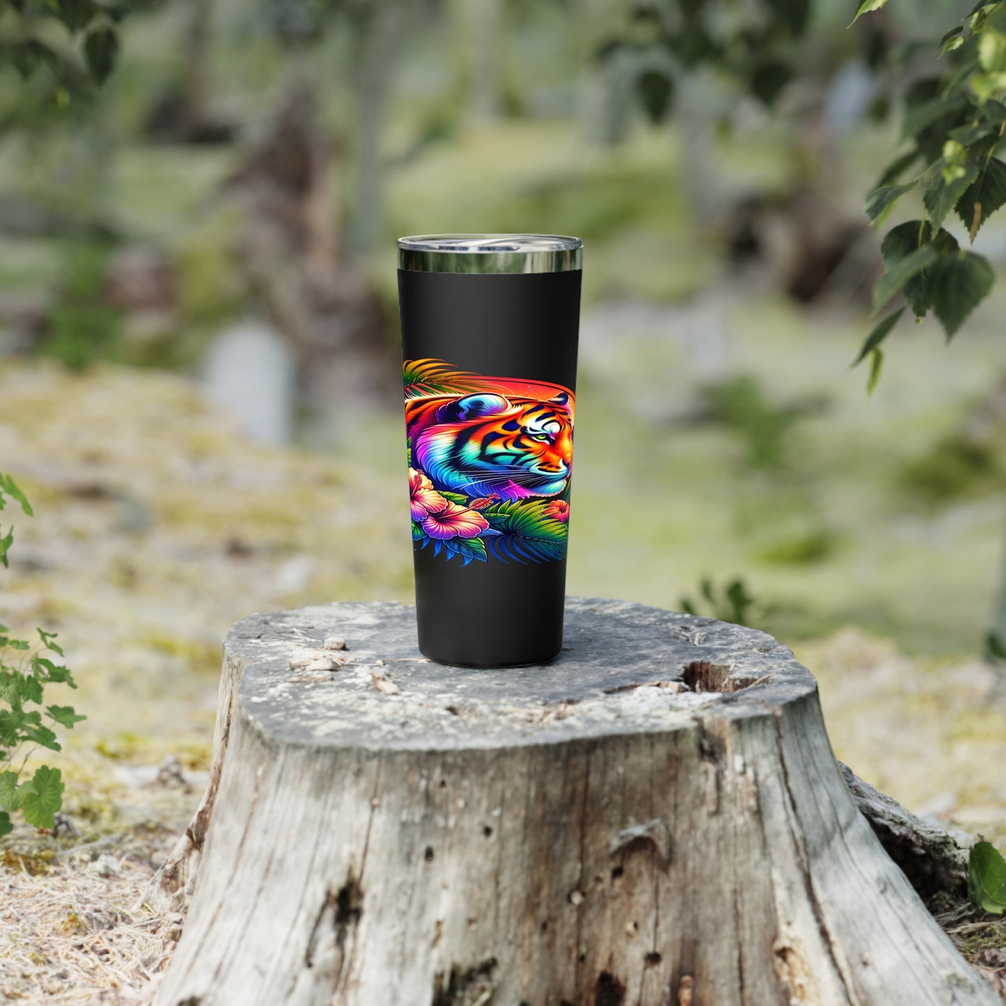 Tiger & Hibiscus 22oz Tumbler – Bold & Stylish Drinkware