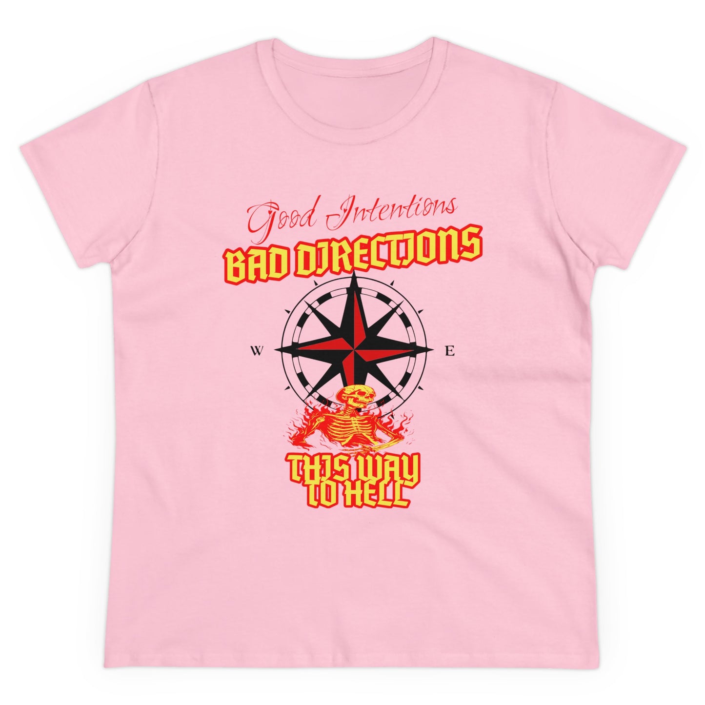 "Good Intentions, Bad Directions" Compass Design Women's Cotton Graphic Tee