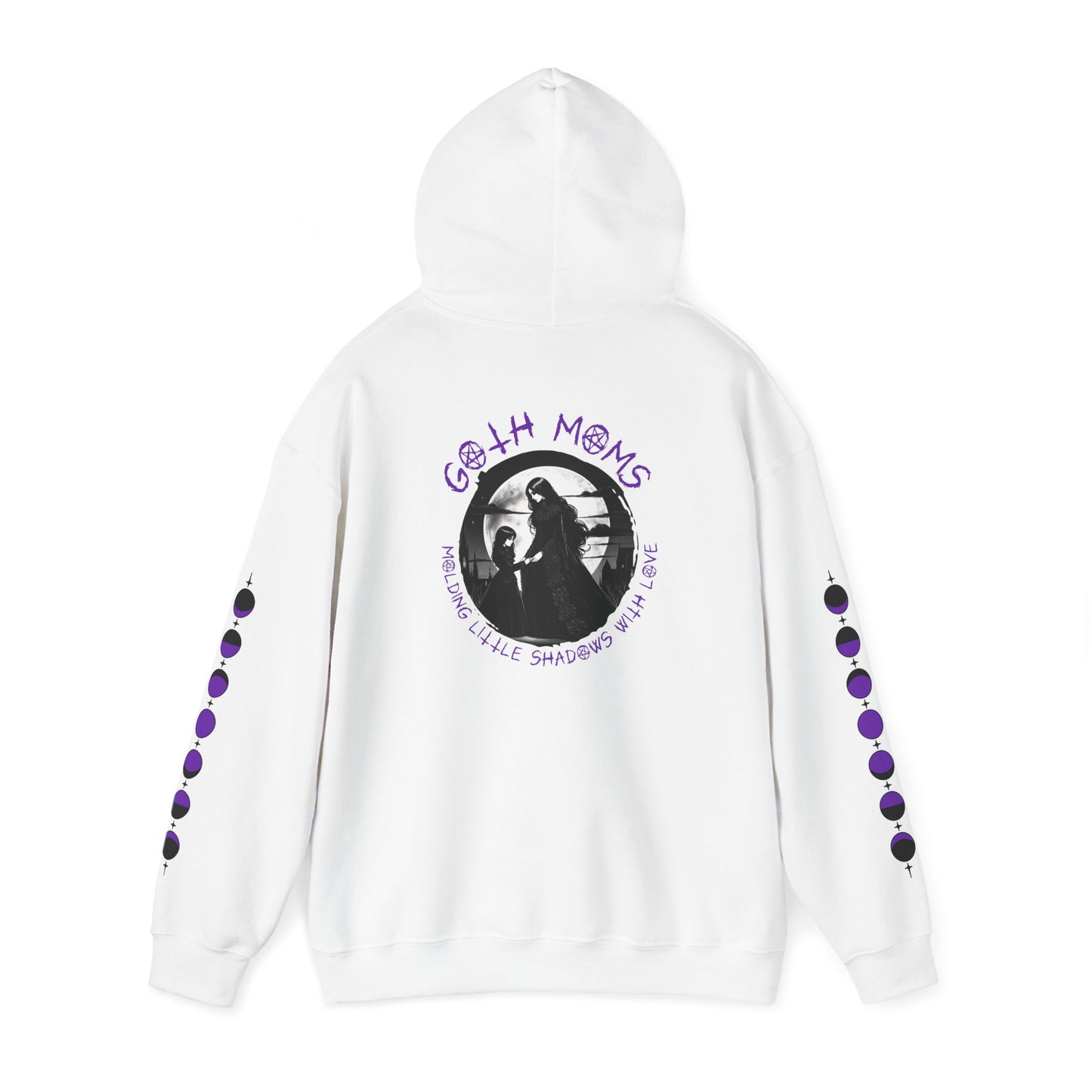 "Goth Moms Molding Little Shadows with Love" Gothic Motherhood Moon Phase Hoodie