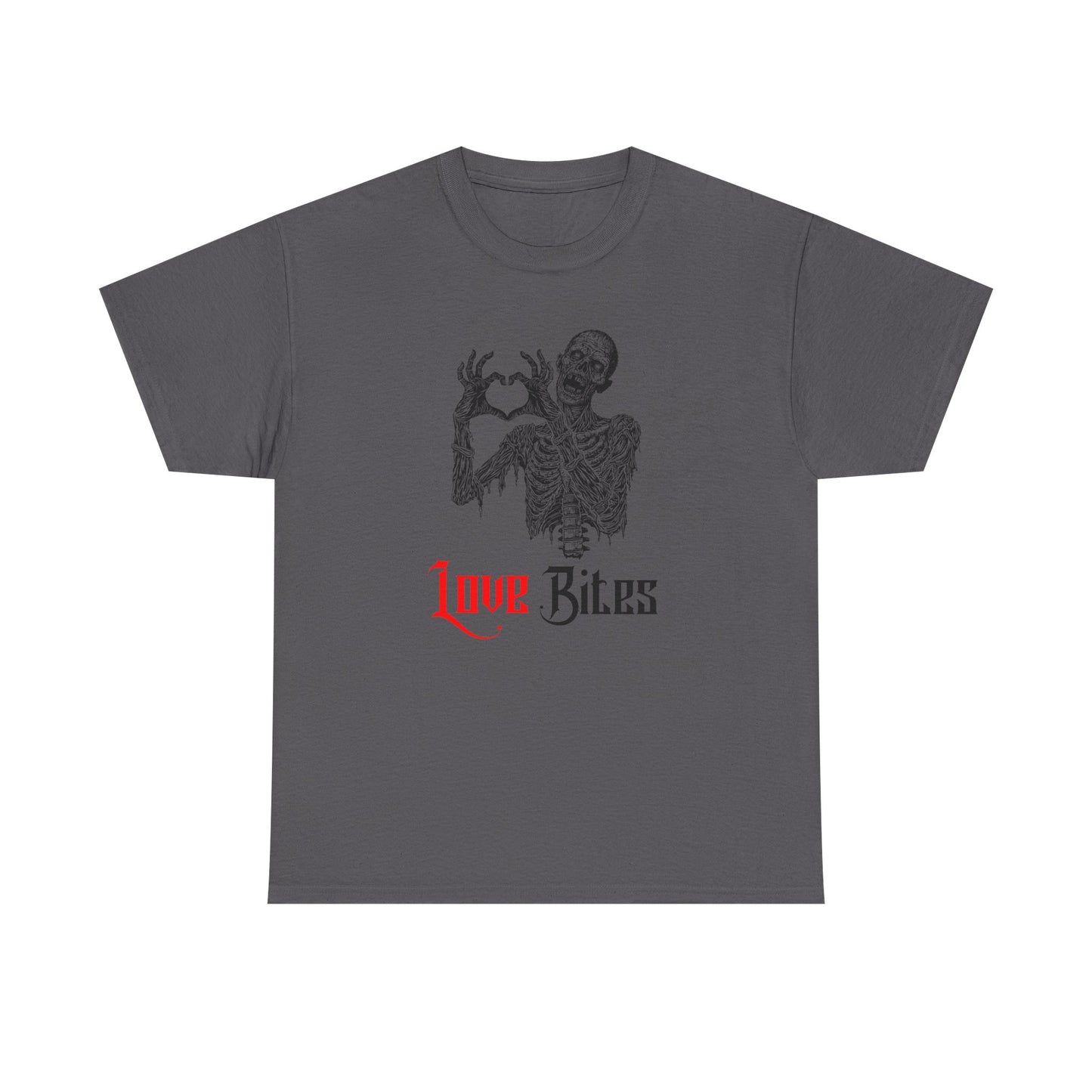 Love Bites Zombie with Heart Symbol Graphic Tee