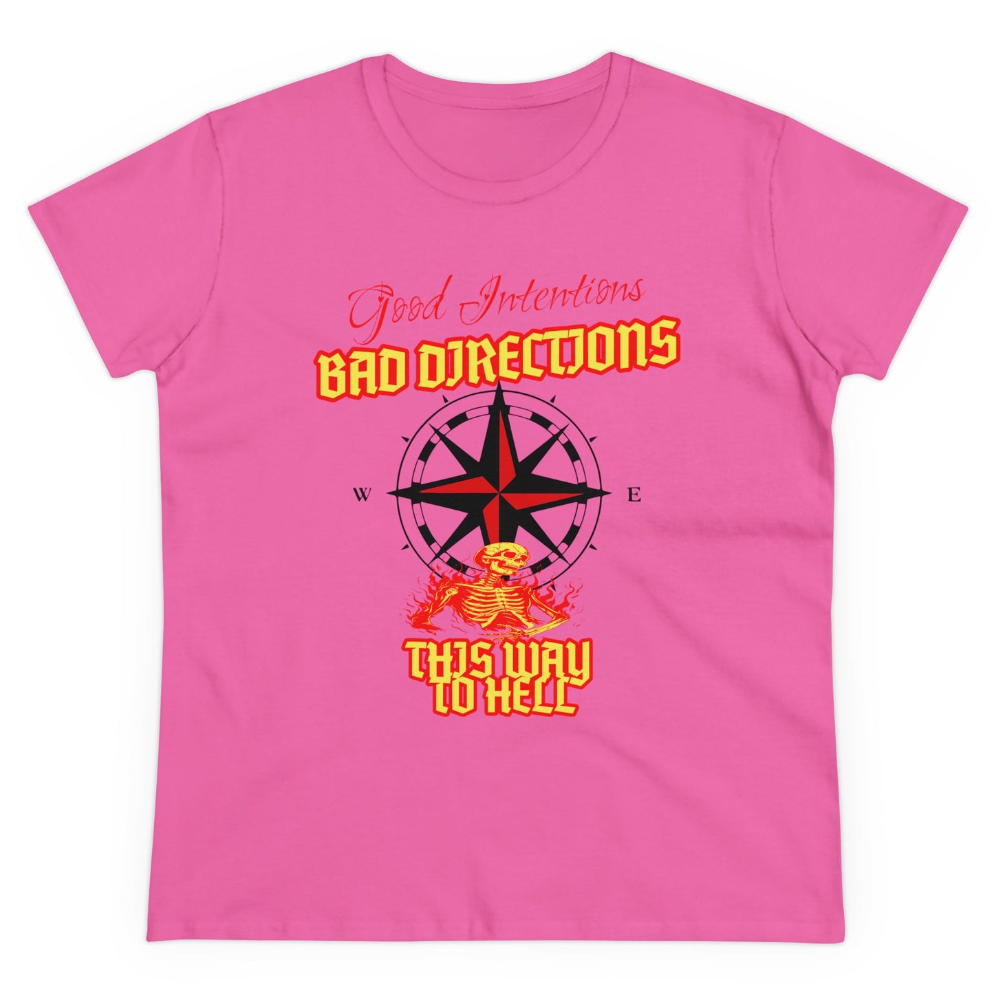 "Good Intentions, Bad Directions" Compass Design Women's Cotton Graphic Tee