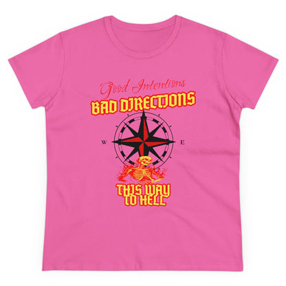 "Good Intentions, Bad Directions" Compass Design Women's Cotton Graphic Tee