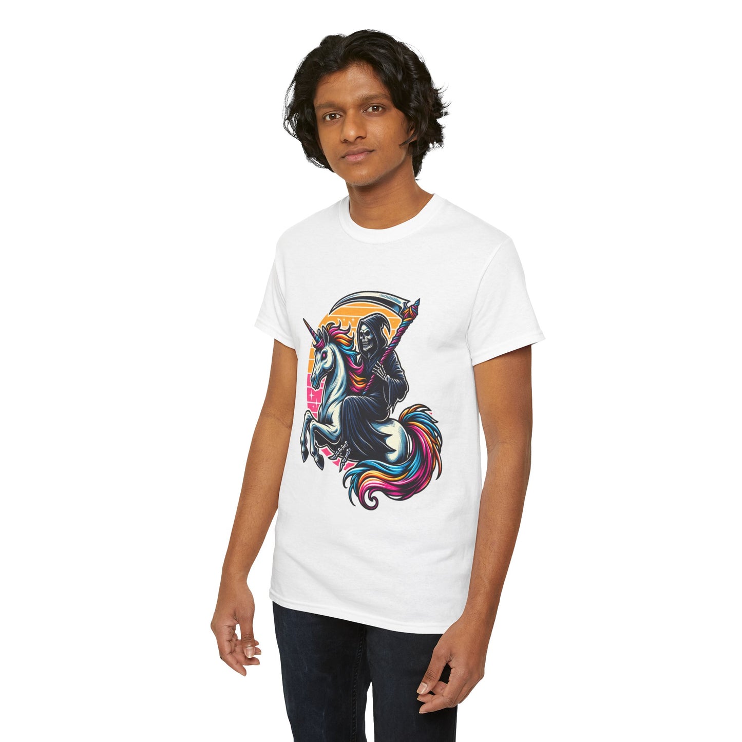 Grim Reaper with Rainbow Scythe Unicorn T-Shirt