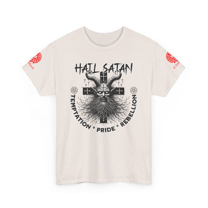 Hail Satan Graphic Tee – Rebellion, Temptation & Pride Cotton T-Shirt