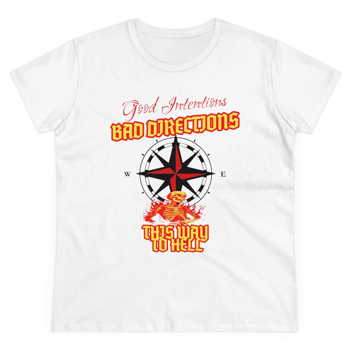 "Good Intentions, Bad Directions" Compass Design Women's Cotton Graphic Tee