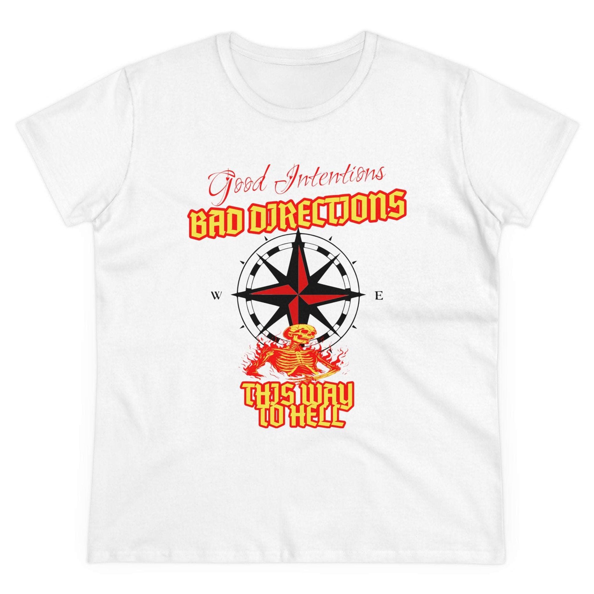 "Good Intentions, Bad Directions" Compass Design Women's Cotton Graphic Tee