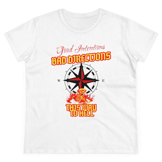 "Good Intentions, Bad Directions" Compass Design Women's Cotton Graphic Tee