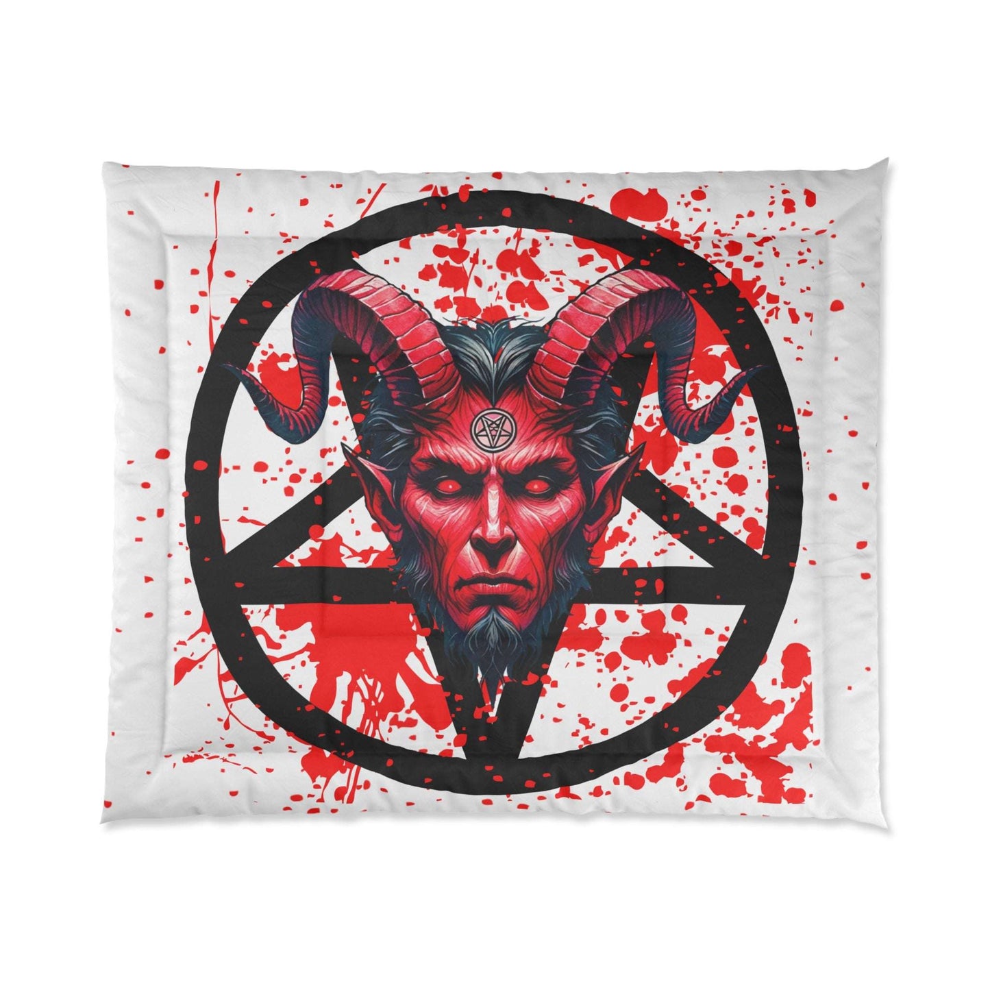 Satanic Pentagram Blood Splatter Comforter Blanket – Embrace the Darkness