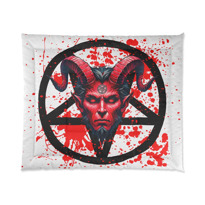 Satanic Pentagram Blood Splatter Comforter Blanket – Embrace the Darkness