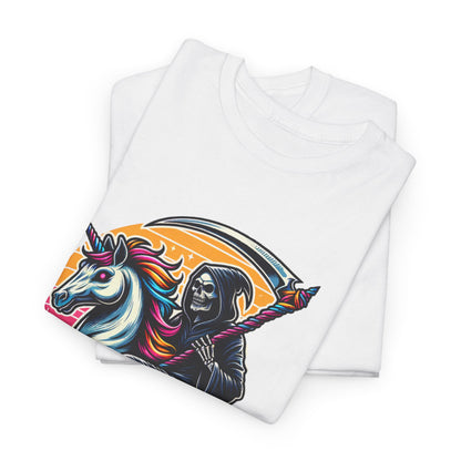 Grim Reaper with Rainbow Scythe Unicorn T-Shirt