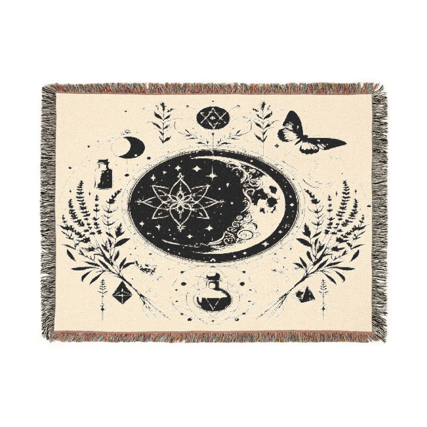 Mystic Moon Celestial Witch Bedding for Modern Witches Woven Blanket