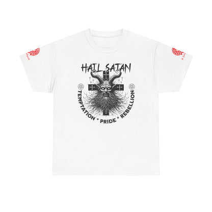 Hail Satan Graphic Tee – Rebellion, Temptation & Pride Cotton T-Shirt