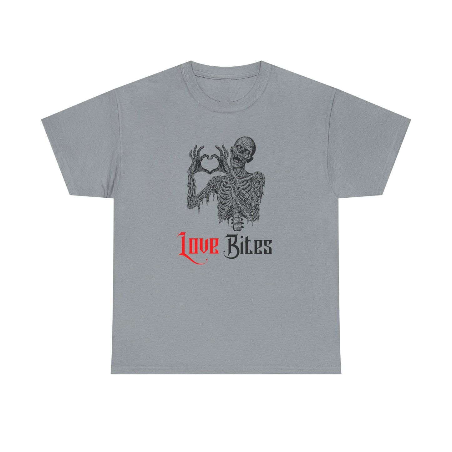 Love Bites Zombie with Heart Symbol Graphic Tee