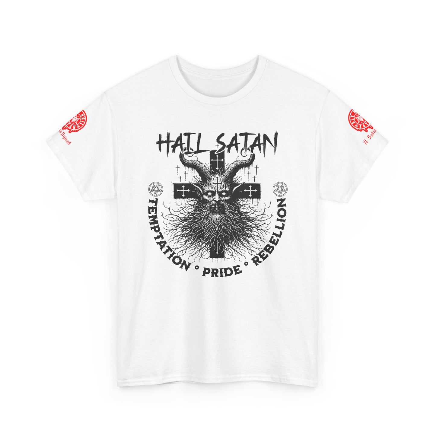 Hail Satan Graphic Tee – Rebellion, Temptation & Pride Cotton T-Shirt