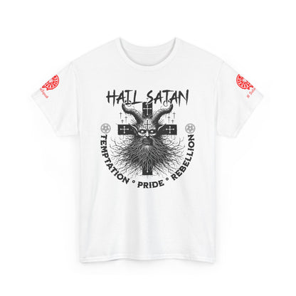 Hail Satan Graphic Tee – Rebellion, Temptation & Pride Cotton T-Shirt