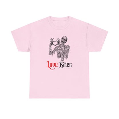 Love Bites Zombie with Heart Symbol Graphic Tee