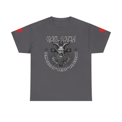 Hail Satan Graphic Tee – Rebellion, Temptation & Pride Cotton T-Shirt