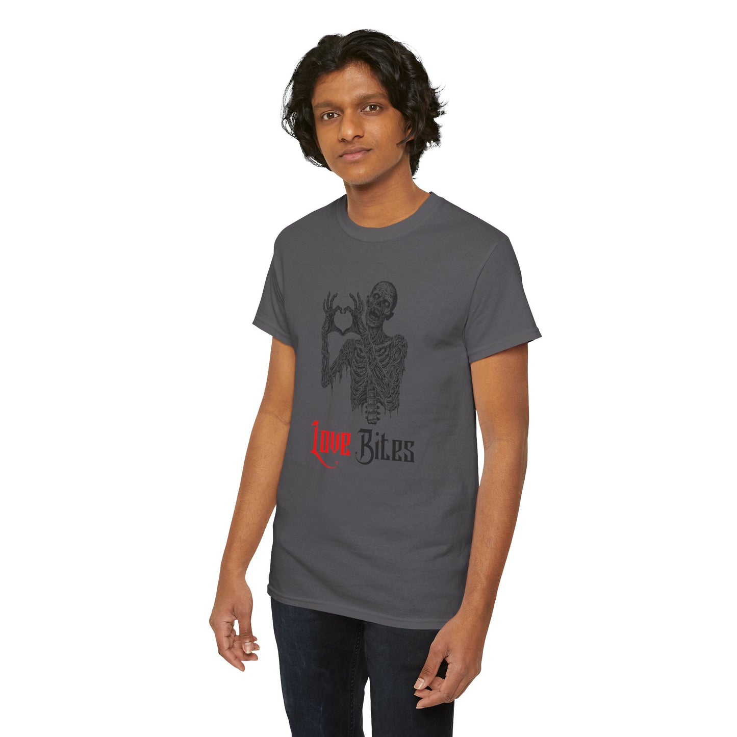 Love Bites Zombie with Heart Symbol Graphic Tee