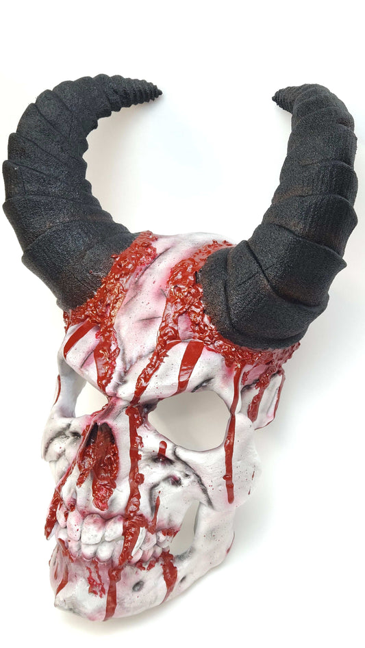 Blood-Soaked Demon Mask with Horns