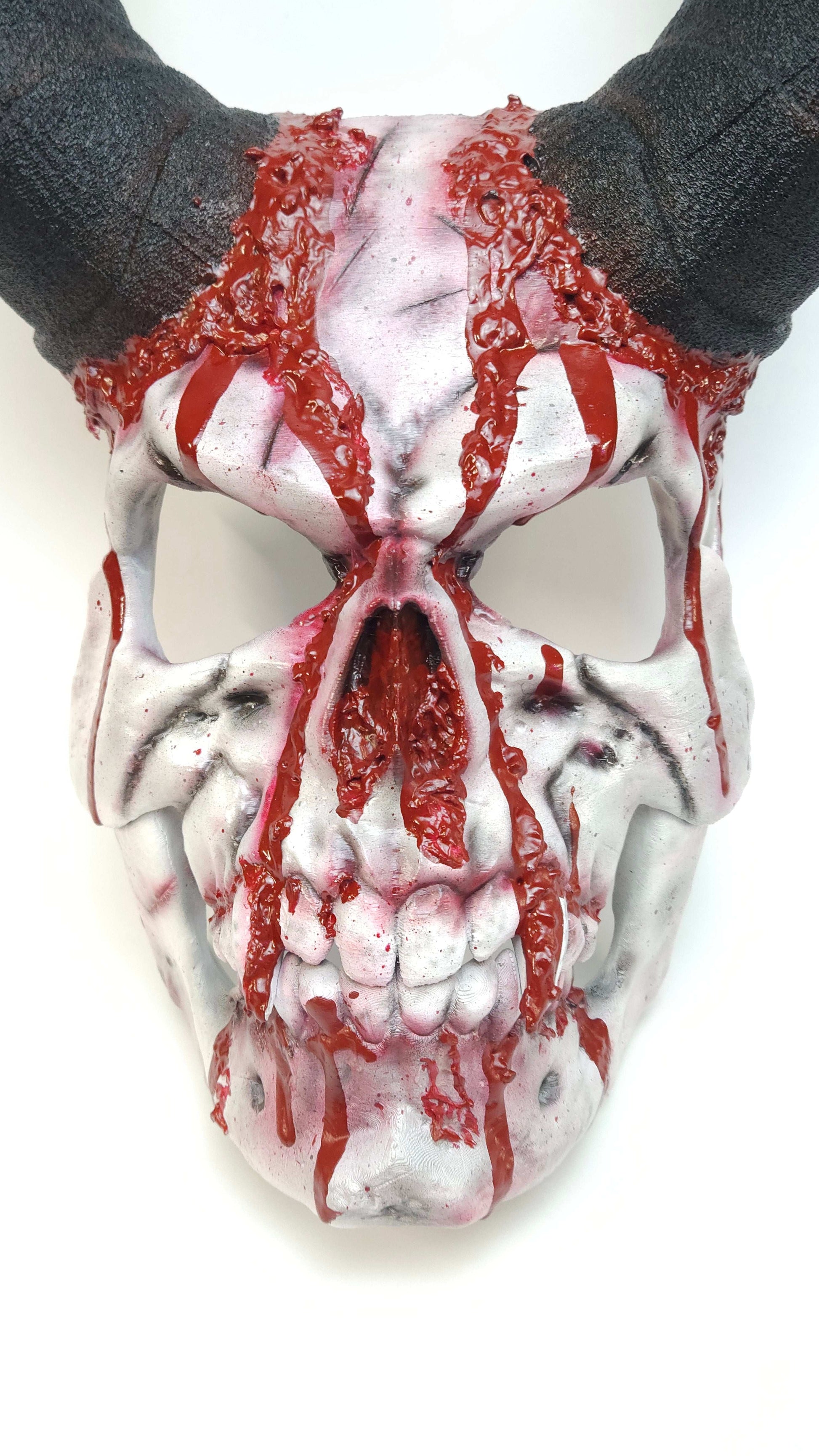 Blood-Soaked Demon Mask with Horns