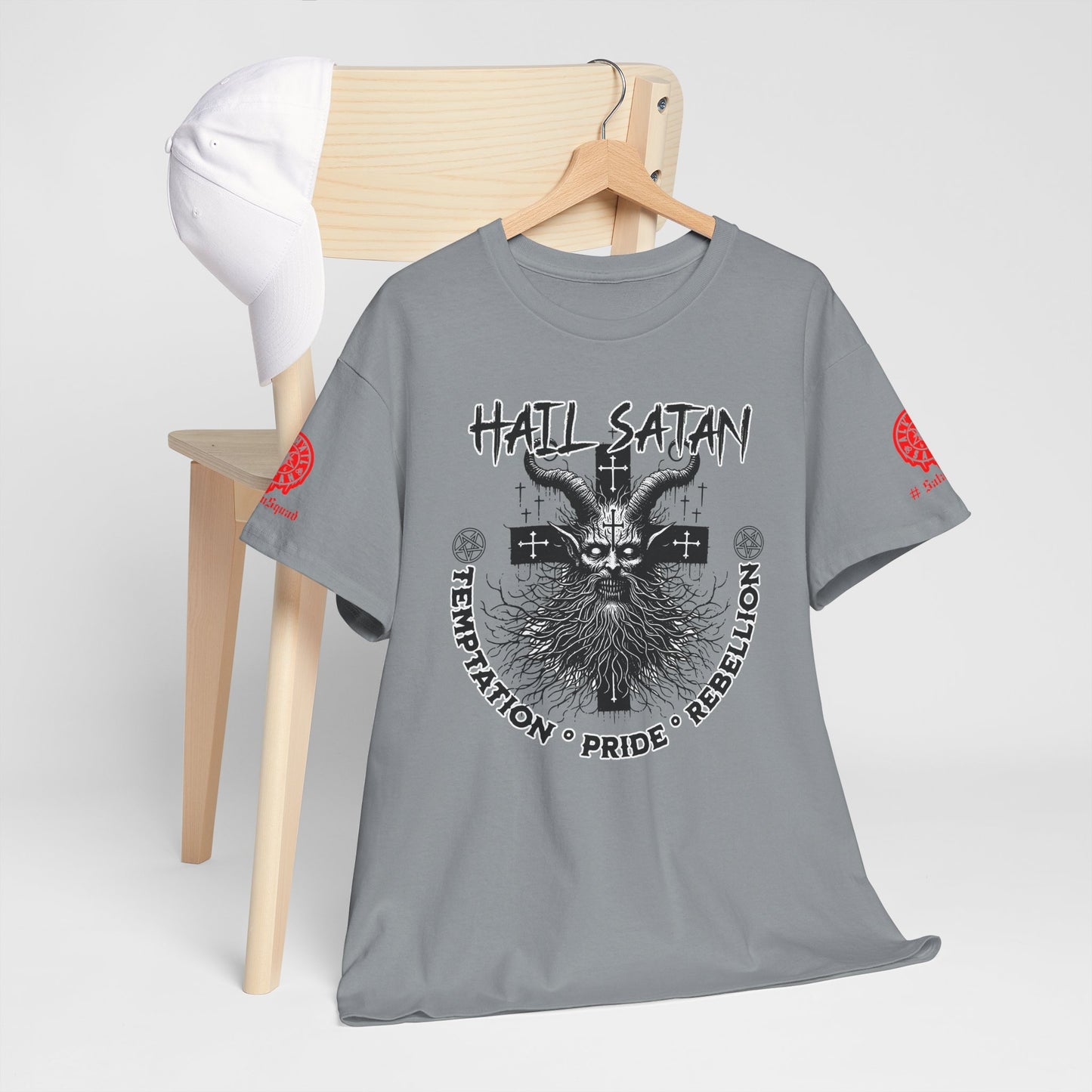 Hail Satan Graphic Tee – Rebellion, Temptation & Pride Cotton T-Shirt