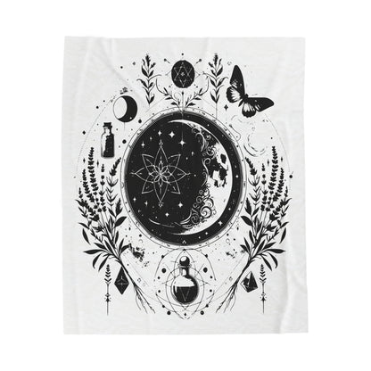 Mystic Moon Celestial Witch Bedding for Modern Witches Velveteen Plush Blanket