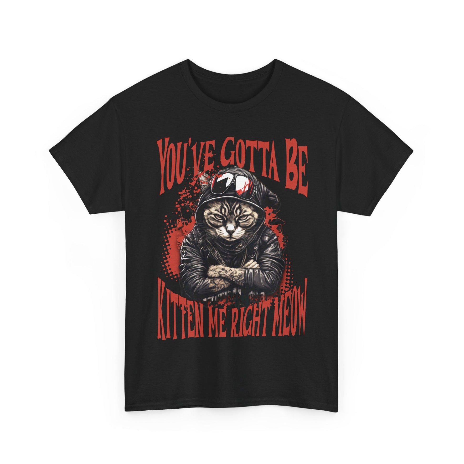 Tattooed Cat Graphic Tee, Cotton T-Shirt, Sunglasses & Leather Jacket (S-5XL) | Murky Creek Creations