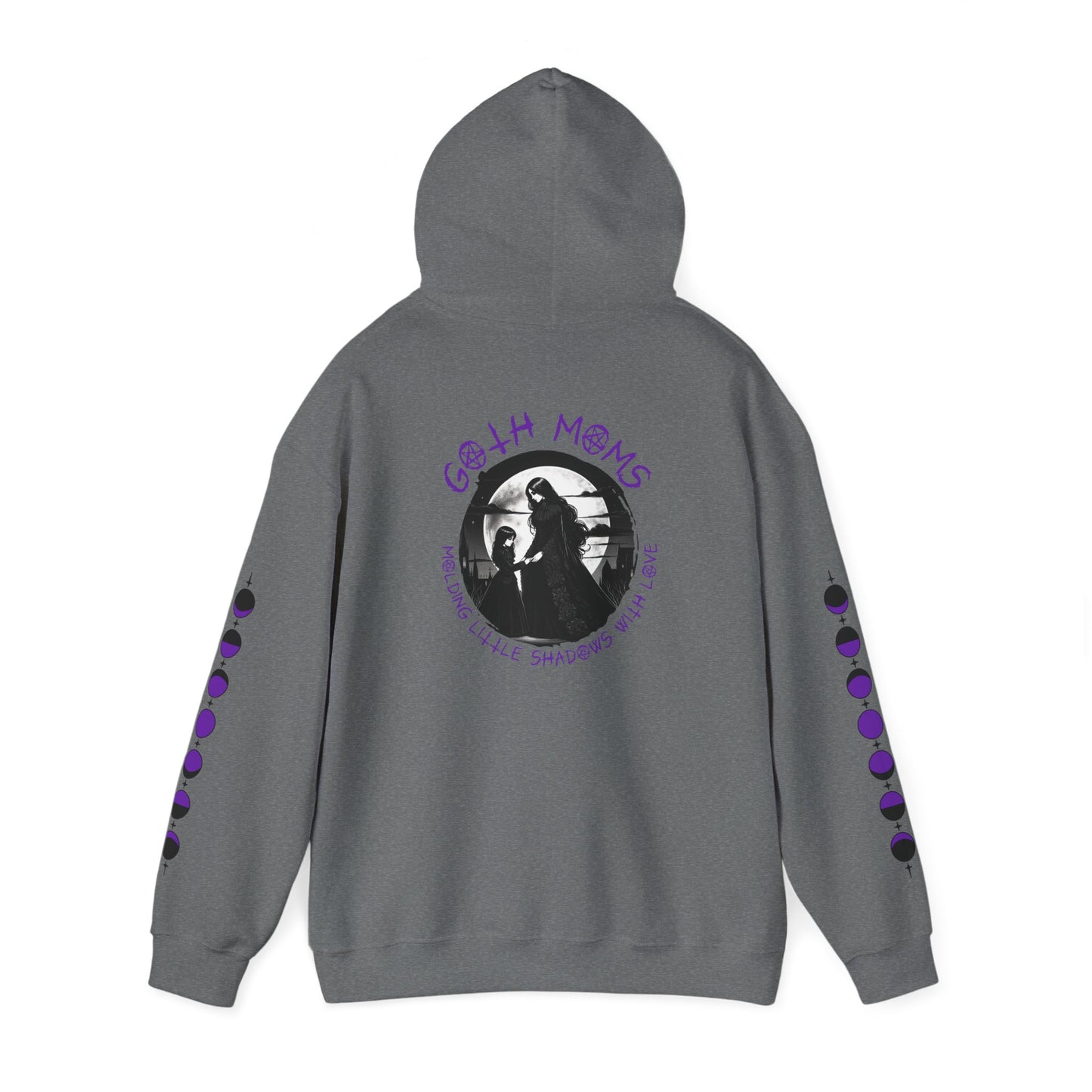 "Goth Moms Molding Little Shadows with Love" Gothic Motherhood Moon Phase Hoodie