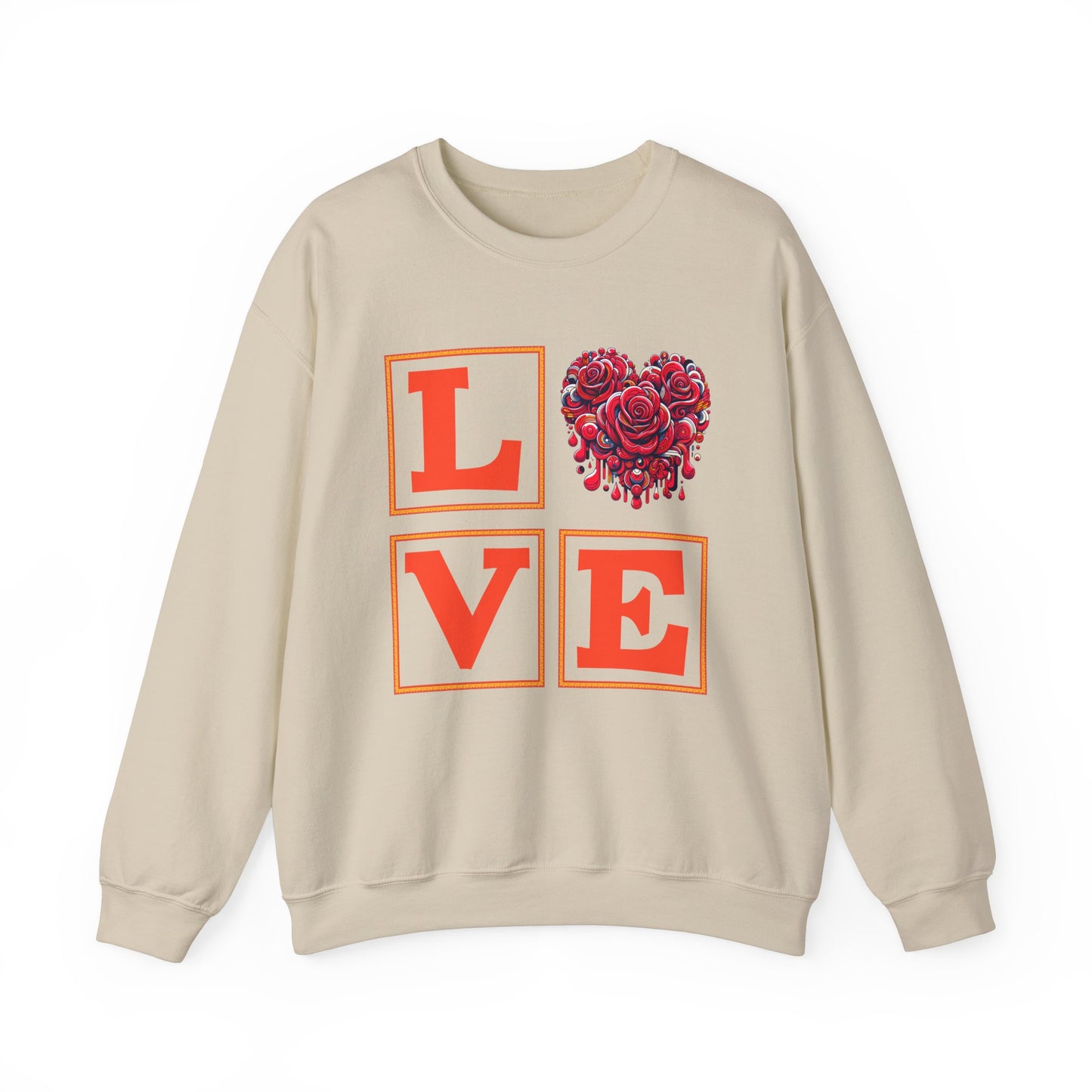 "LOVE" Sweatshirt with Floral Heart