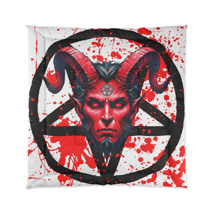 Satanic Pentagram Blood Splatter Comforter Blanket – Embrace the Darkness