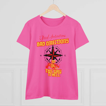 "Good Intentions, Bad Directions" Compass Design Women's Cotton Graphic Tee