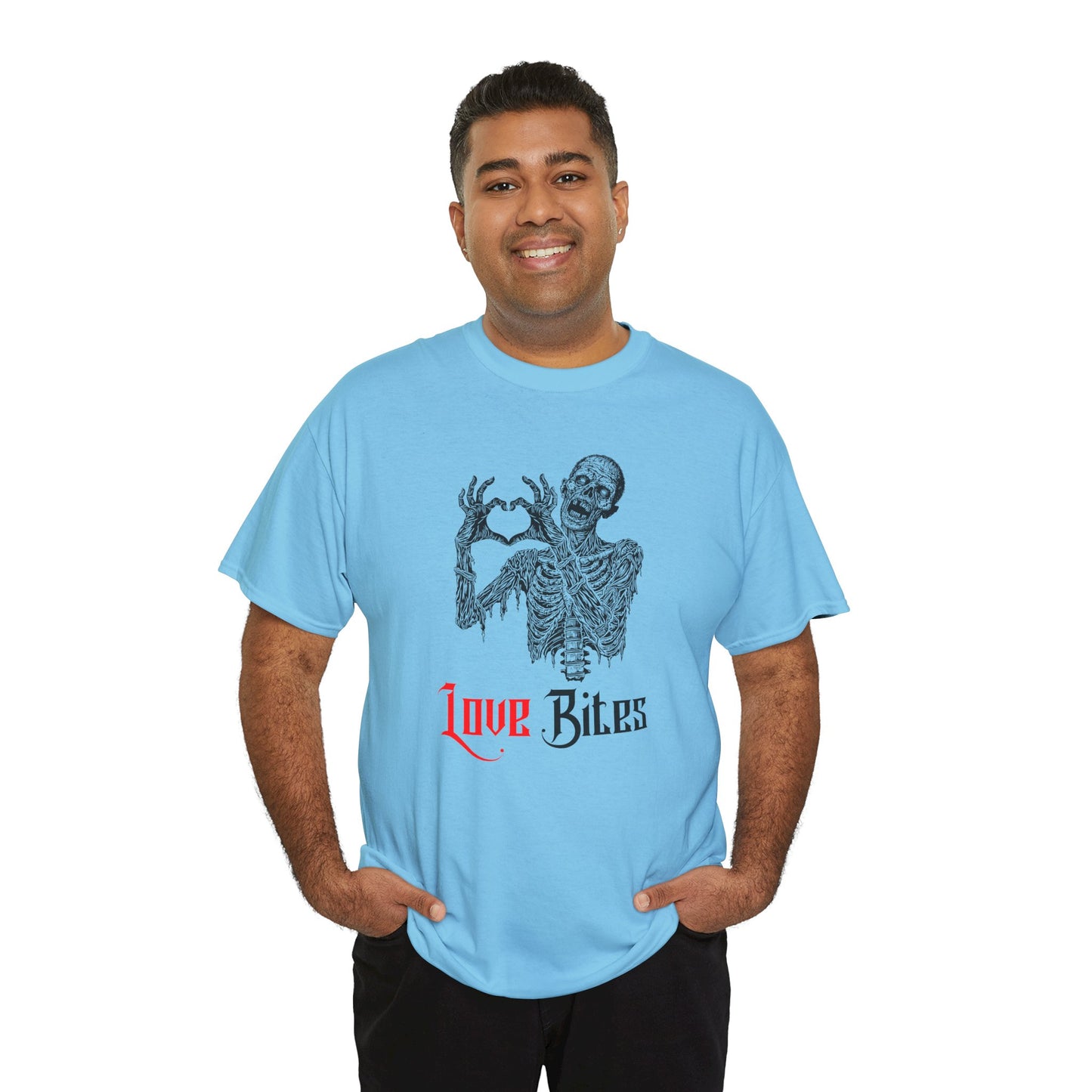 Love Bites Zombie with Heart Symbol Graphic Tee