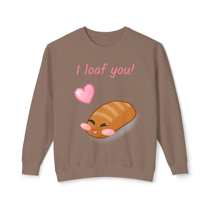 "I Loaf You" Funny Bread Design Crewneck Sweatshirt