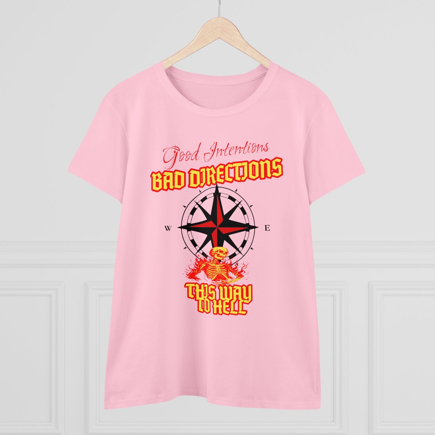 "Good Intentions, Bad Directions" Compass Design Women's Cotton Graphic Tee