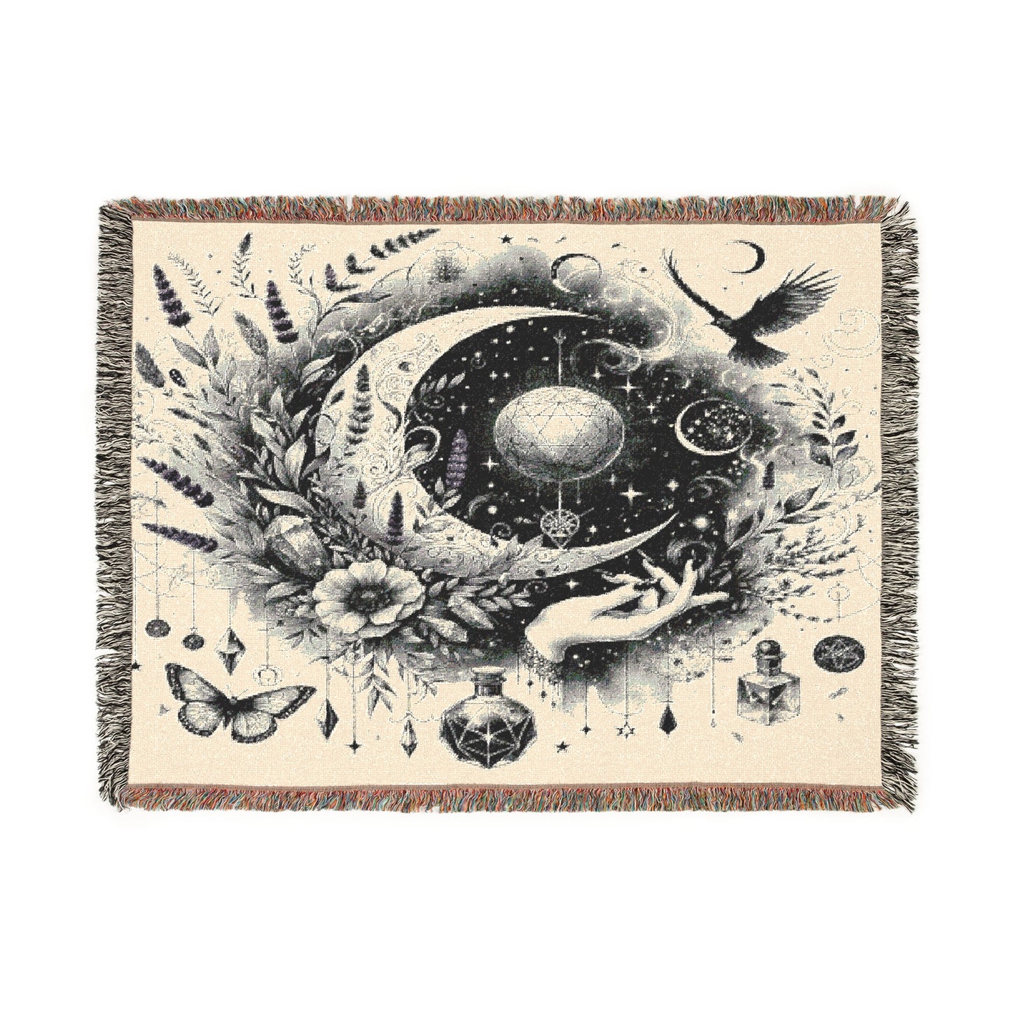 Celestial Witch Mystical Moon and Gothic Home Accent Woven Blanket