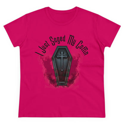 I Just Saged My Coffin" Women's Tee – Mystical & Darkly Playful Design