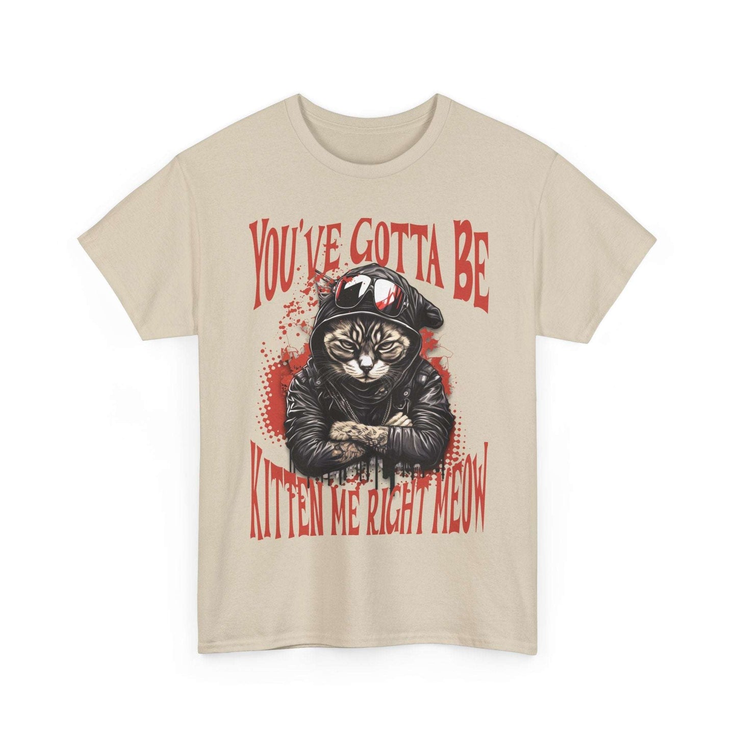 Tattooed Cat Graphic Tee, Cotton T-Shirt, Sunglasses & Leather Jacket (S-5XL) | Murky Creek Creations