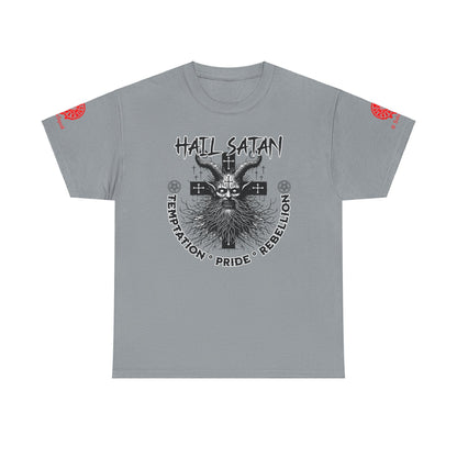 Hail Satan Graphic Tee – Rebellion, Temptation & Pride Cotton T-Shirt